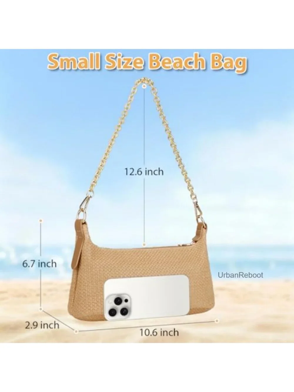 Woven Straw Hobo Shoulder Bag with Charm Chain